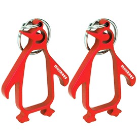 munkees Penguin Bottle Opener Keychain 2 Pack Aluminium Key Beer Opener, Outdoor Travel Accessories Red