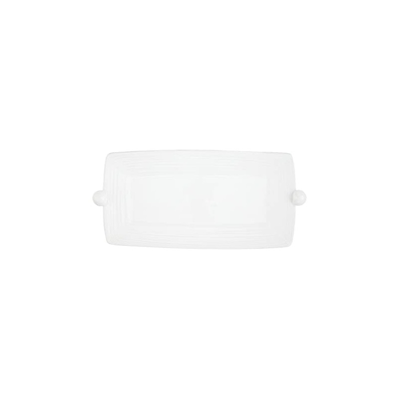 Mud Pie Bead Handle Platter, 8 3/4" x 14" White