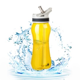 AceCamp Straw Bottle US Tritan Material BPA Free for Women Sports Water Bottle 600ml, Yellow
