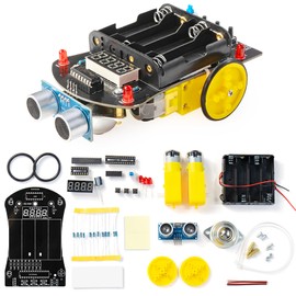 Heemol DIY Electronic Car Obstacle Avoidance Soldering Kit Ultrasonic Area with LED Display Programming for Welding Practice Kit