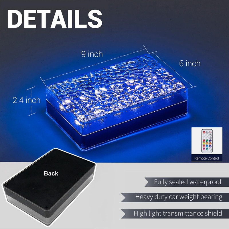 SHONELIGHTING Paver Lights, Solar 12-Color Outdoor Waterproof, In-Ground Brick LED