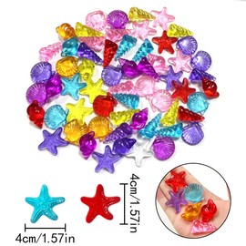 HAIKING Sea Life Gems, 60 PCS Colorful Sea Creatures Acrylic Gemstones for Fish Tank Decoration, Mermaid, Pool Party Favors (About 25-40mm)