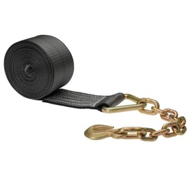 US Cargo Control 4 Inch x 30 Foot Blackline Winch Strap with Chain Extension