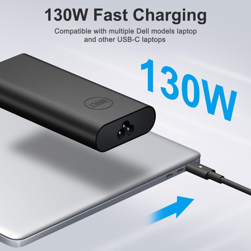 Iretod Charger for Dell Laptop Computer 130W USB C Fast