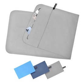 flintronic Gym Towel, Microfibre Towel with Zipper Pocket, Quick dry Lightweight Absorbent Travel Towel, Compact, Ultra-lightweight & Fast Drying, Perfect for Sports, Gym, Yoga, Camping & Backpacking