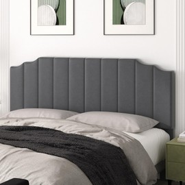 Befurtori King Size Headboard Only, Velvet Wall Mounted Headboard King/California for Adjustable Bed Modern Upholstered Head Board Easy Assembly, Dark Gray