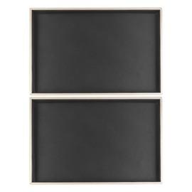 uxcell Set of 2 Stackable PU Leather Jewelry Organizer Trays with Removable Dividers for Drawers, Jewelry Organizer Storage for Girls Flat Tray Black