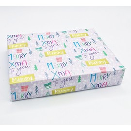 2 Sheets 2 Tags Merry Xmas To You Mummy Wrapping paper Christmas Mother Pink Family Relation Giftwrap (PA)