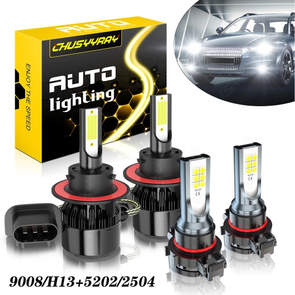 CHUSYYRAY For Jeep Gladiator 2020-2023 4X 6000K LED Headlights Hi/Lo