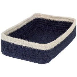 Boston International Navy Blue Jute Guest Napkin Caddy, 9.5" x 6"