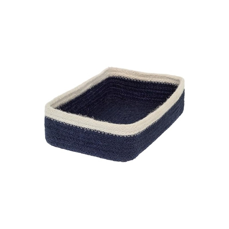 Boston International Navy Blue Jute Guest Napkin Caddy, 9.5" x