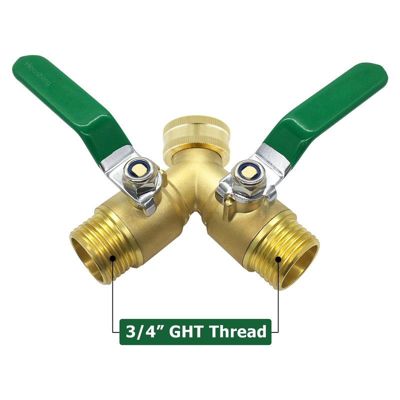 Hooshing Garden Hose Splitter 2 Way Heavy Duty Brass Full