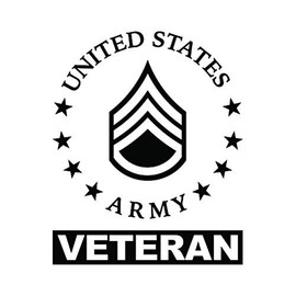 E-6 Staff Sergeant Veteran US Army Rank Sticker - Decal - Die Cut - SSG OR-6 E6 - Black 4.00" x 4.92"