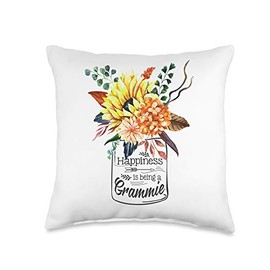 Womens Happiness is Being a GRAMMIE Cute Flowers Gifts Throw Pillow