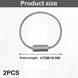 Girihe 2 PCS Magnetic Curtain Tiebacks, Curtain Holdbacks with Braided Rope, Curtain Tie Backs Magnetic for Home Office Cafe (Grey)
