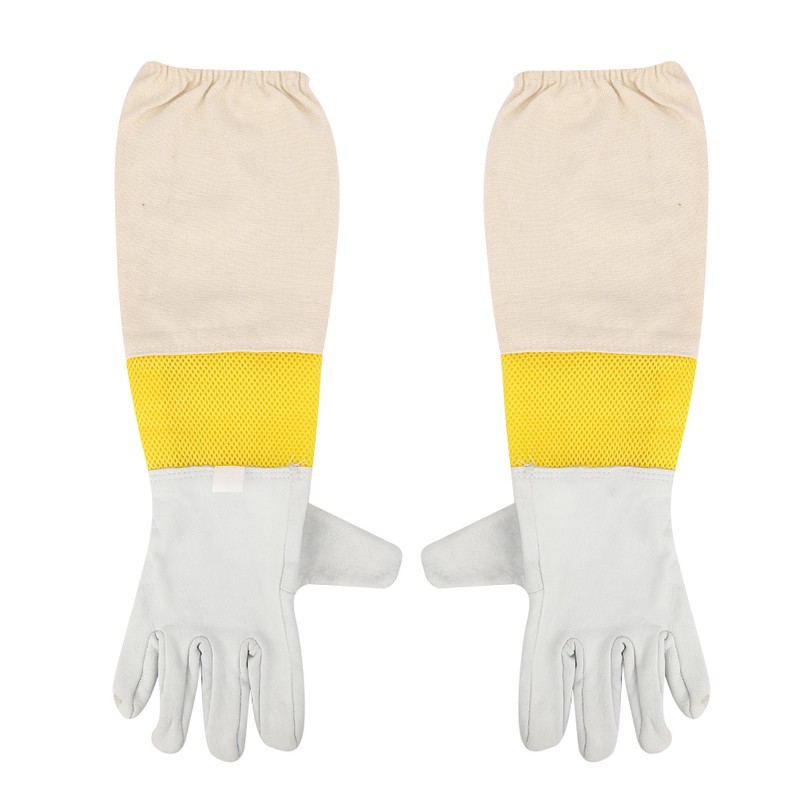 Pair of Beekeeping Protective Gloves with Long Mesh Sleeve Unisex