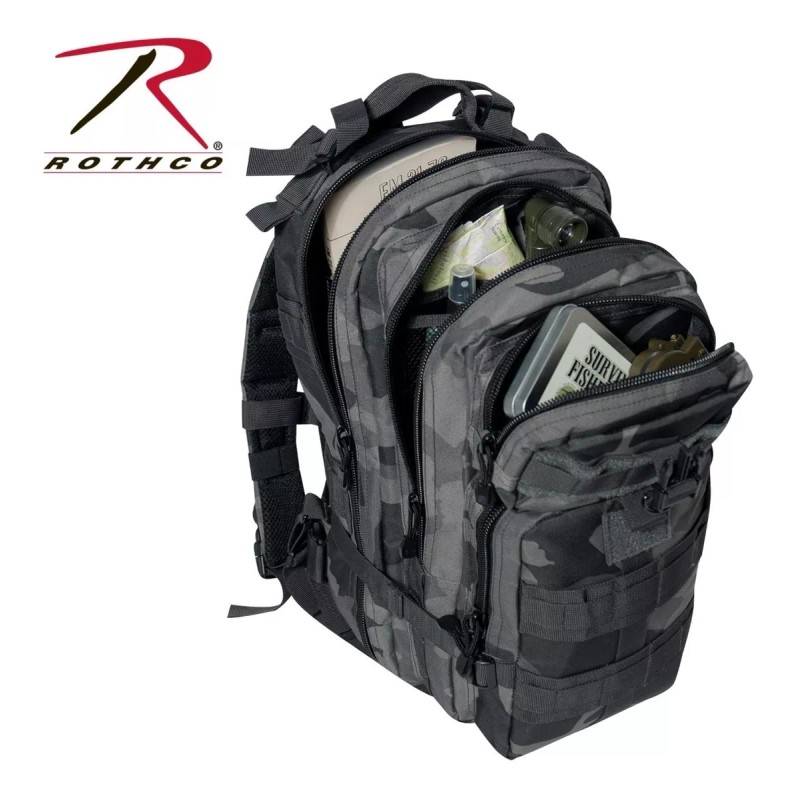Rothco Mochila Tactica Asalto Mediana 600d Black Camo Rothco