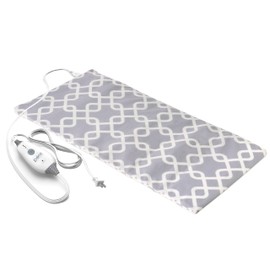 Pure Enrichment PurePureRelief Express Designer Series Electric Heating Pad - 12” x 24” Fast-Heating with 4 Heat Settings, Machine-Washable Fabric, & 2-Hour Auto Safety Shut-Off - Gray Trellis