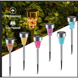 iMounTEK Upgrade Solar Lights Outdoor Decorative-6 Pack Solar Garden Lights Stakes, Flower Bed Decorations Color Lawn Ligh ts, Decor for Path, Waterproof, IP44 Waterproof for Walkway Yard Driveway