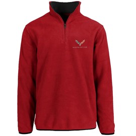 JH Design Men’s Chevy Corvette C7 Quarter Zip Fleece Sweatshirt 3 Colors (US, Alpha, X-Large, Regular, Regular, Red)