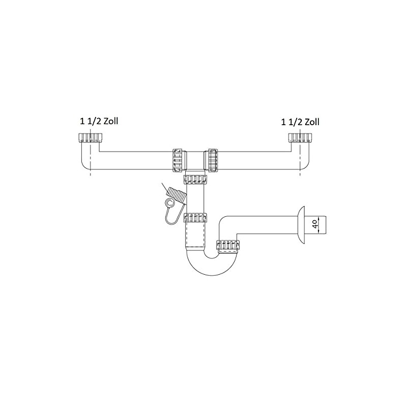 Sanixa GO1006ss Double Siphon in White, Space-Saving with 1 1/2