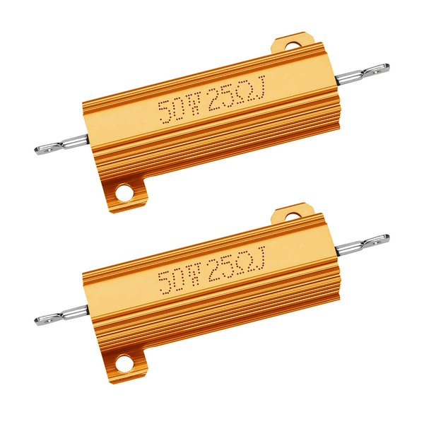 TiToeKi Resistor 50W 25 Ohm Aluminum Case Wirewound Screw Tap Chassis Mounted Load Resistors Adapters Compatible with Nest Hello Doorbell, Ring Doorbell (2 Pack)
