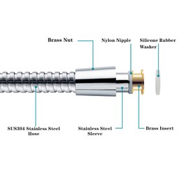 BRIGHT SHOWERS Shower Hose For Hand Held Shower Heads, 79 Inches Cord Extra Long Stainless Steel Hand Shower Hose, Ultra-Flexible Replacement Part with Brass Insert, Polished Chrome