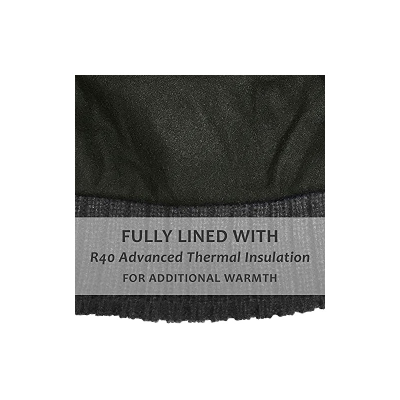 RockJock Striped Knitted Fleece Lined Beanie HAT with R40 Thermal