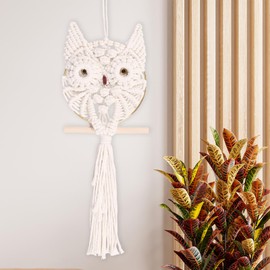 Eummy 2PCS Macrame Wall Hanging DIY Hand Woven Owl Macrame Tapestry Macrame Wall Decor Art Hanging Owl Tapestry Ornament for Living Room Office Bedroom Baby Nursery Dorm Decorations(S)