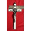 CHRISTIAN CATHOLIC ST. BENEDICT CRUCIFIX SILVER WHITE 7.5" X3.5 Inches