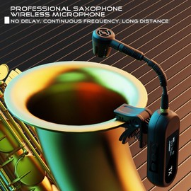 YXG Wireless UHF Saxophone Microphone System, Clip-On Instrument Microphone for Sax and Trumpet, Preset EQ & Echo Level 100 Ft Transmission Rechargeable Compact Transmitter and Receiver 8 Hours