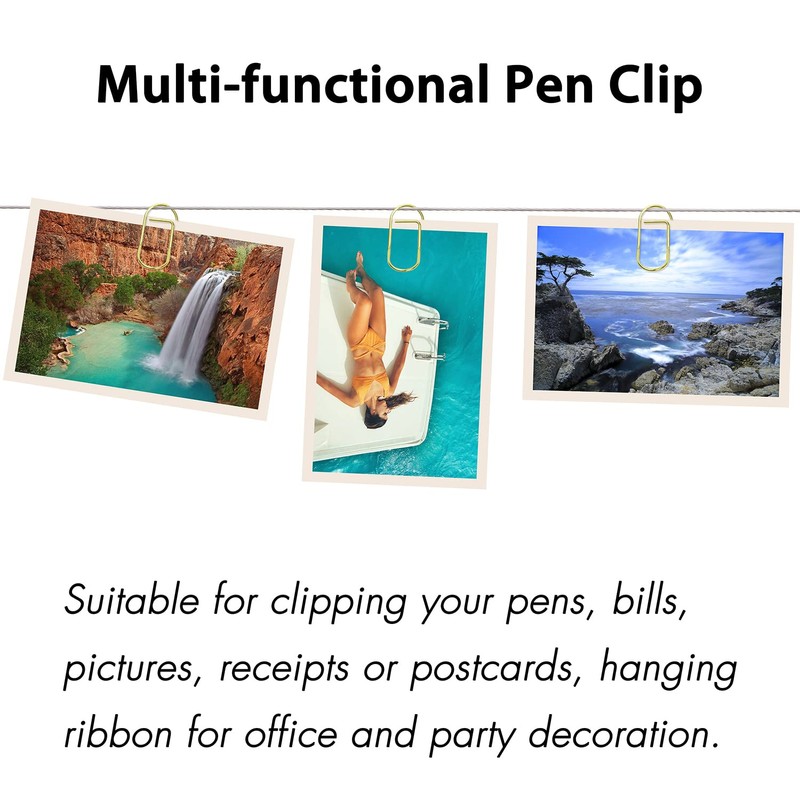 Wisdompro Pen Clip for Notebook Gold, 12 Pack Stainless Steel