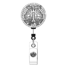 Soleebee 24'' Retractable Badge Reel, Bling Crystal Nurse ID Badge Holder with 360° Swivel Alligator Clip, Badge Reel Clip for Nurse Doctor (Lung)