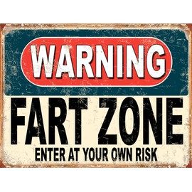 Shawprint Warning Fart Zone Enter At Your Own Risk Funny Metal Signs Father's Day Home Pub Indoor & Outdoor Garden Bar Garage Vintage Wall Plaque Man Cave Gift Retro (8” x 6”)