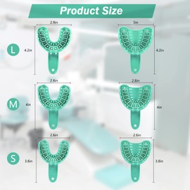 Annhua 3 Sizes Dental Impression Tray for Adults/Children, 6 PCS Perforated Disposable Teeth Impression Trays Upper and Lower (Green)