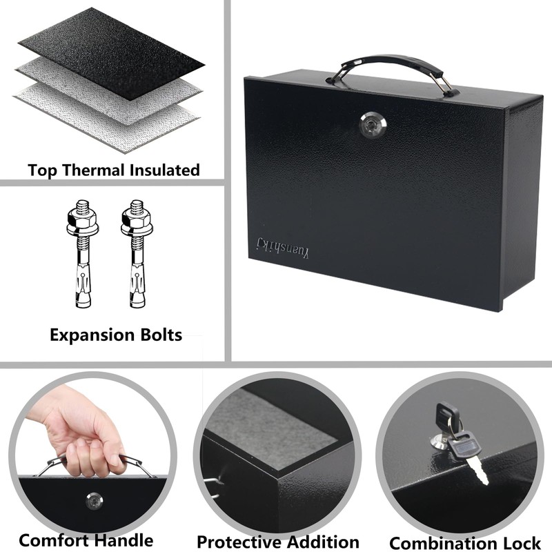 Yuanshikj Fireproof Lock Safe Box for Documents, Key Lock Steel