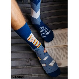 TODO Colours Funny Socks with Motif - Multicoloured, Colourful, Crazy for the Joy of Life, bookworm