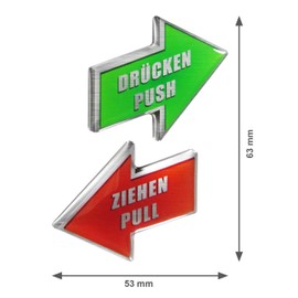 BIKE-label 900158VA 3D Sticker Aluminium Look Door Sign Arrows Pull Press 63 x 53 mm