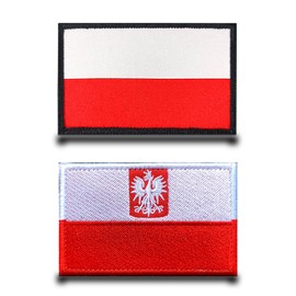 2 Pieces Poland Patch Tactical Polish Eagle Flag Hook and Loop Embroidered Fastener Emblem Patches for Clothes Uniform,Jeans,Caps, Hats,Backpacks,Jacket,Vest