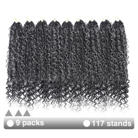 SALANNO Tornado Colorful Spirals Goddess Pre-looped Box Braid Extensions Crochet Hair for Black Women - Synthetic Boho Crochet Braids with Curly Ends(18inch, 9packs, 1B/Grey)