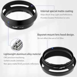 Haoge LH-SE1 Round Metal Lens Hood Shade for Sony RX1 RX1R RX1R II Camera, Sony E 20mm f2.8, 28mm f2, 30mm f3.5, 35mm f1.8, 50mm f1.8, TE 24mm f1.8, 55mm f1.8, T FE 35mm f/2.8 Lens Replaces Sony LHP-1