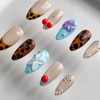 Luxury Press on Nails Short Almond Handmade 3D Unique Reusable