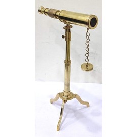 Vintage Brass Telescope On Tripod Stand Antique Desktop Telescope For Home Decor & Table Accessory Nautical Spyglass Telescope For Navy And Outdoor Adventures. Antique Sailor Boat Nautical Telescopes