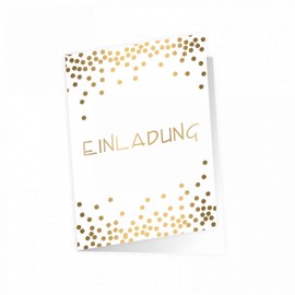nikima Schönes für Kinder 5 Elegant Folding Invitation Cards with Dots Gold with 5 White High-Quality Envelopes - Wedding Birthday Confirmation Anniversary Dots