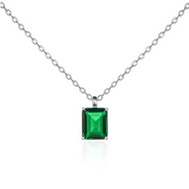namana Silver Pendant or Gold Pendant Necklace for Women with a Rectangular Solitaire Stone Dainty Necklaces for Women Made of 925 Sterling Silver with Emerald Cut Stones, Sterling Silver