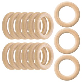 LOUZAGO 30 Pcs Wooden Rings, 1-1/2 Inch Natural Wood Rings for Crafts, Macrame Ring, Crochet (40 mm)