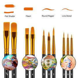 Paint Brushes Set, 60 Pcs Paint Brushes for Acrylic Painting, Oil Watercolor Acrylic Paint Brush, Artist Paintbrushes for Body Face Rock Canvas, Kids Adult Drawing Arts Crafts Supplies, Black