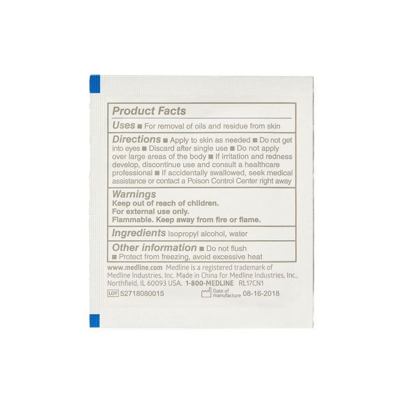 Medline Almohadillas estériles de preparación de alcohol, grandes, 100 unidades