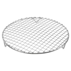 uxcell Round Cooking Rack with Legs, Dia 9.4 Inch 304 Stainless Steel Barbecue Grill for Cooking Baking Barbecue Air Fryer Racks, Silver