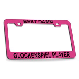 Custom Brother - Best Damn Glockenspiel Player Musician Music Pink Metal License Plate Auto Tag Frame, y10